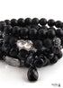 Boho Bracelet, RH Bracelet Set, Cubic Zircon Ball, Natural Stones, in Black and White